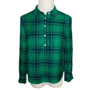 Crown & Ivy Green & Navy Blue Plaid Shirt Size PS